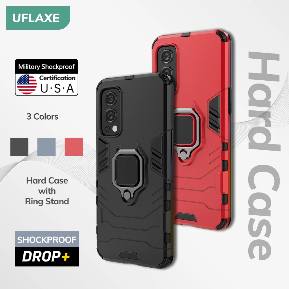 UFLAXE Original Shockproof Case for OnePlus Nord 2 5G Back Cover Hard Casing with Ring Stand