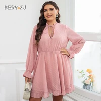 keby zj short dress women clothing elegant vestidos pink long sleeve lace chiffon casual female dress