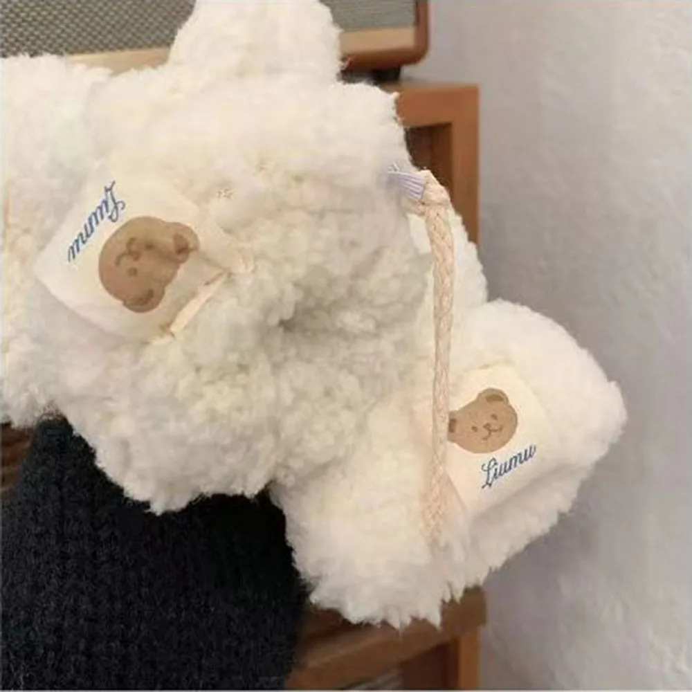 Модные теплые зимние перчатки женские милые мягкие пушистые однотонные митенки