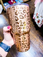 25pcs rts wholesale 30oz rose gold leopard tumblers double wall vacuum leopard water bottle perfect gifts dom132 1175
