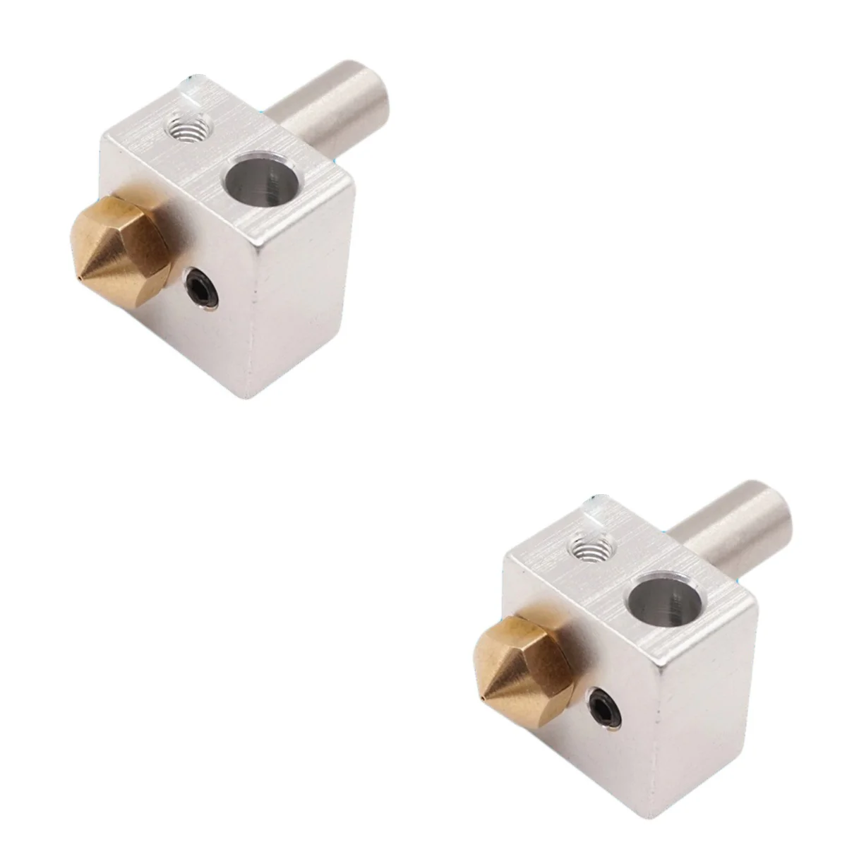 

2pcs MK10 Hot End Hotend Extruder with M7 Nozzle Heater Block and Tube (Silver)