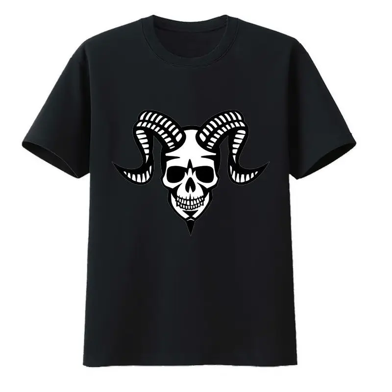 

Skull with Horns Cotton T-shirts Tops Y2k Clothes Zevity Anime Shirt Camisetas Men Clothing Print Roupas Masculinas The Weeknd