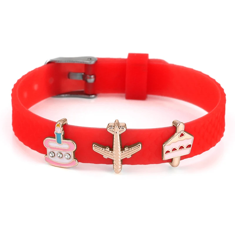 Эластичный браслет из силиконовой резины 10 мм с подвесками на день рождения