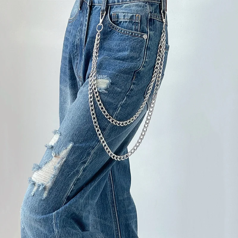 

Unisex Punk Pants Chain with Hook Women Men Pants Waist Chain Metal Waist Chain on The JeansTrousers Chain Gothic Decor