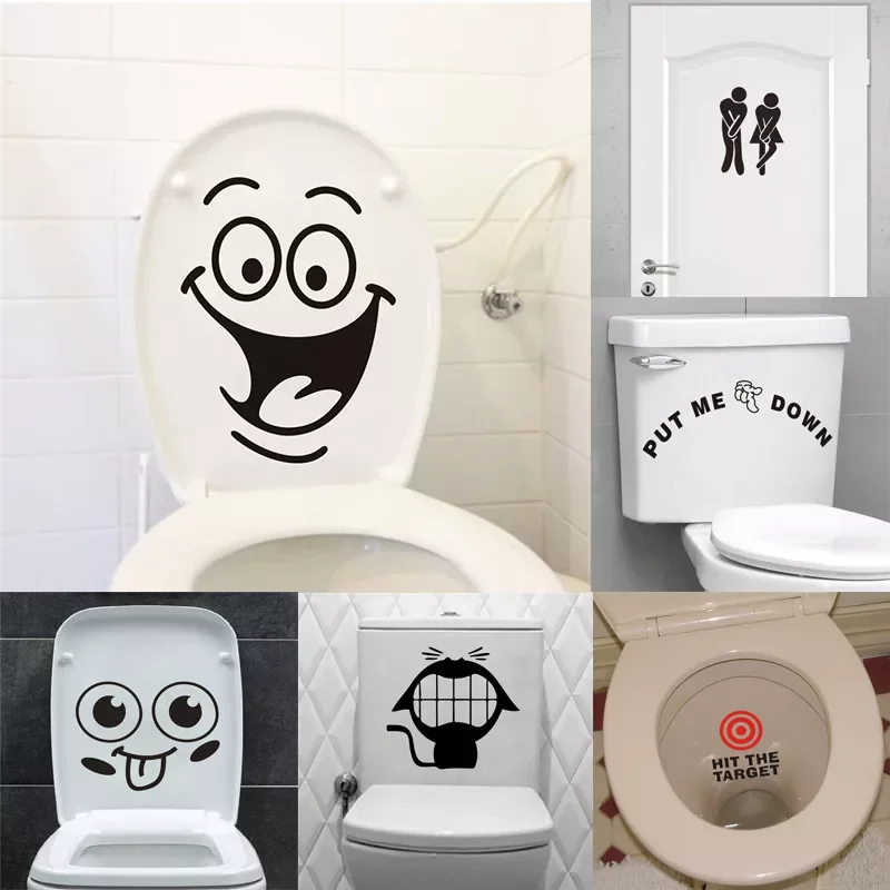 

Funny Toilet Sign Stickers Bathroom Decoration Home Decals Art Waterproof Creative Wall Vinyl Posters