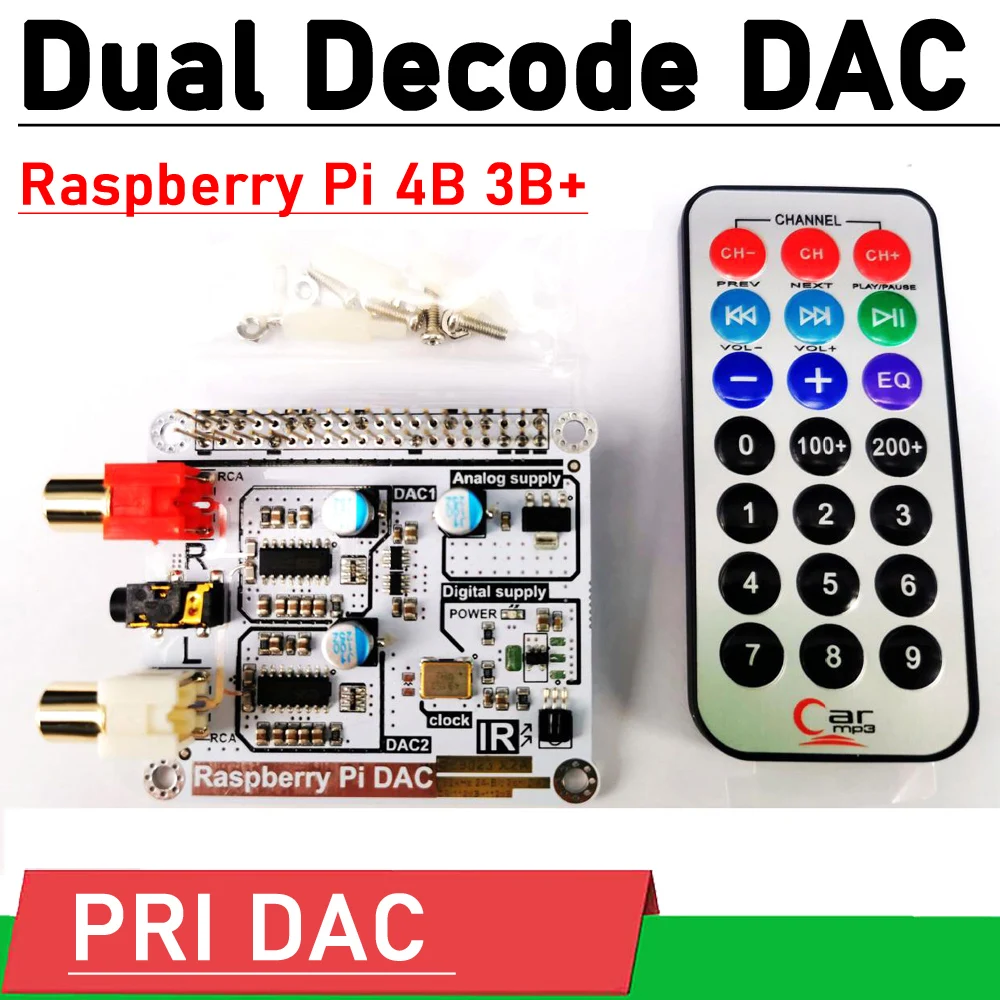 

DYKBmetered Volumio Mode Raspberry Pi DAC 4B 3B+\3B\2B\ZERO(W) HIFI Dual ES9023 Decode DAC I2S Digital Audio Sound Card