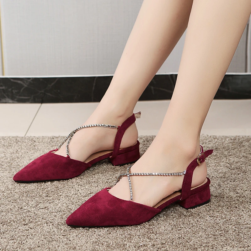 

2022 Spring and Autumn New Korean Version of The Net Red Metal High Heels Women's Fashion All-match Casual Pointed Suede Shoes