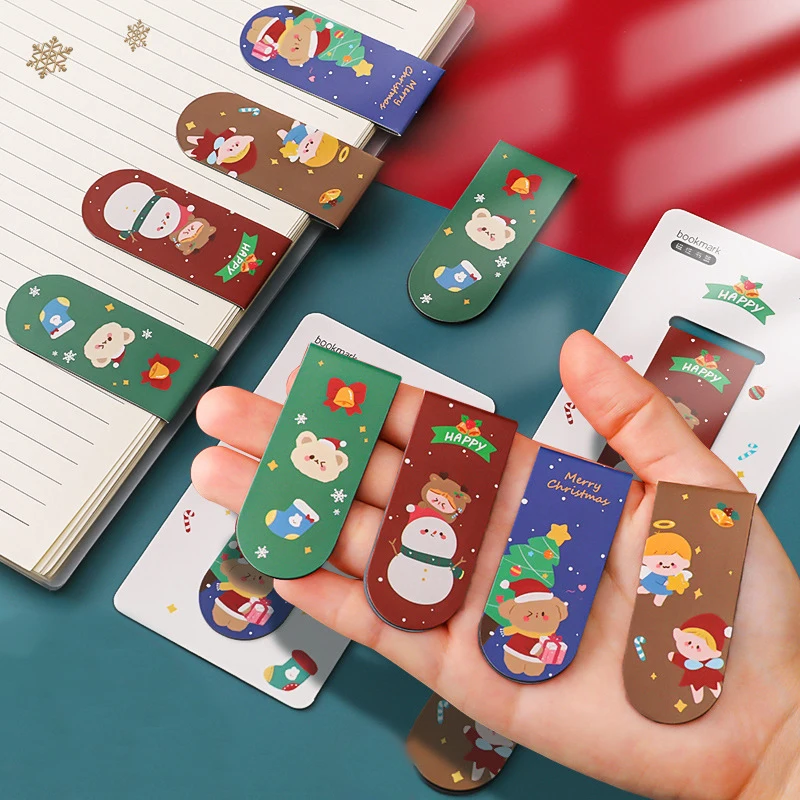 

Kawaii Christmas Magnetic Bookmarks Cute Cartoon Book Page Folder Teacher Gifts Reading Tool Bookmarks for Books Office Supplies