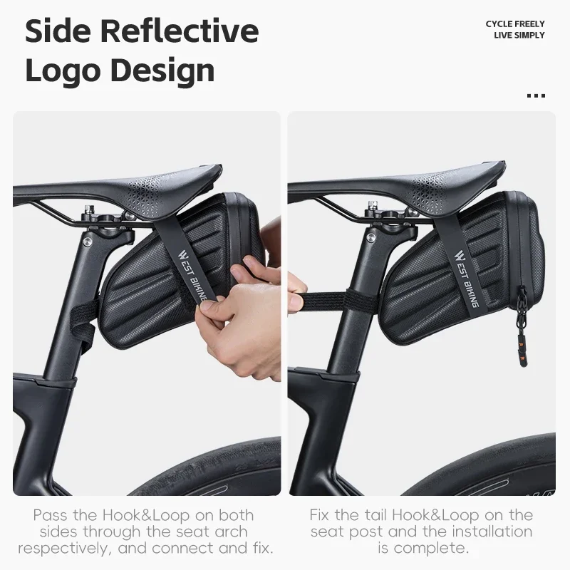 WEST BIKING Велосипедная седельная сумка EVA Carbon Pattern Hard Shell Tail Bag 1.8L MTB Комплект