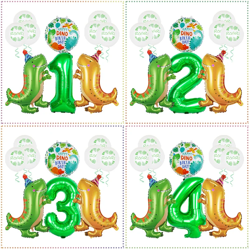 

1 комплект, мультяшные воздушные шары с динозаврами, украшения для дня рождения, детские игрушки, латексные шары, 32 дюйма, номер, гелиевые шар...