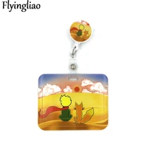 little prince yellow cute credit card cover lanyard bags retractable badge reel student name clips card id card holder chest
