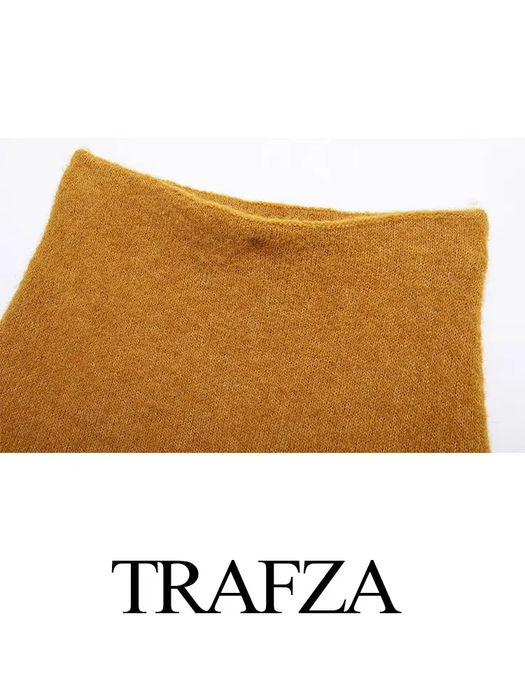 TRAFZA 2024 осенний женский модный свитер костюмы для вязания новый однотонный