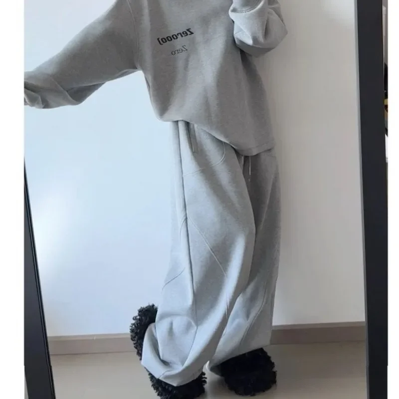 QWEEK осень-зима оверсайз спортивные штаны женские повседневные мешковатые с