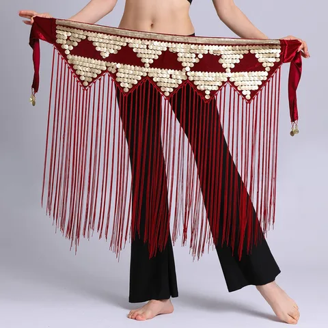 Набедренная юбка для танца живота, шарф с блестками и бахромой, костюм с кристаллами, наряды с бахромой, пояс для выступлений и выступлений, серебристый карнавальный костюм
