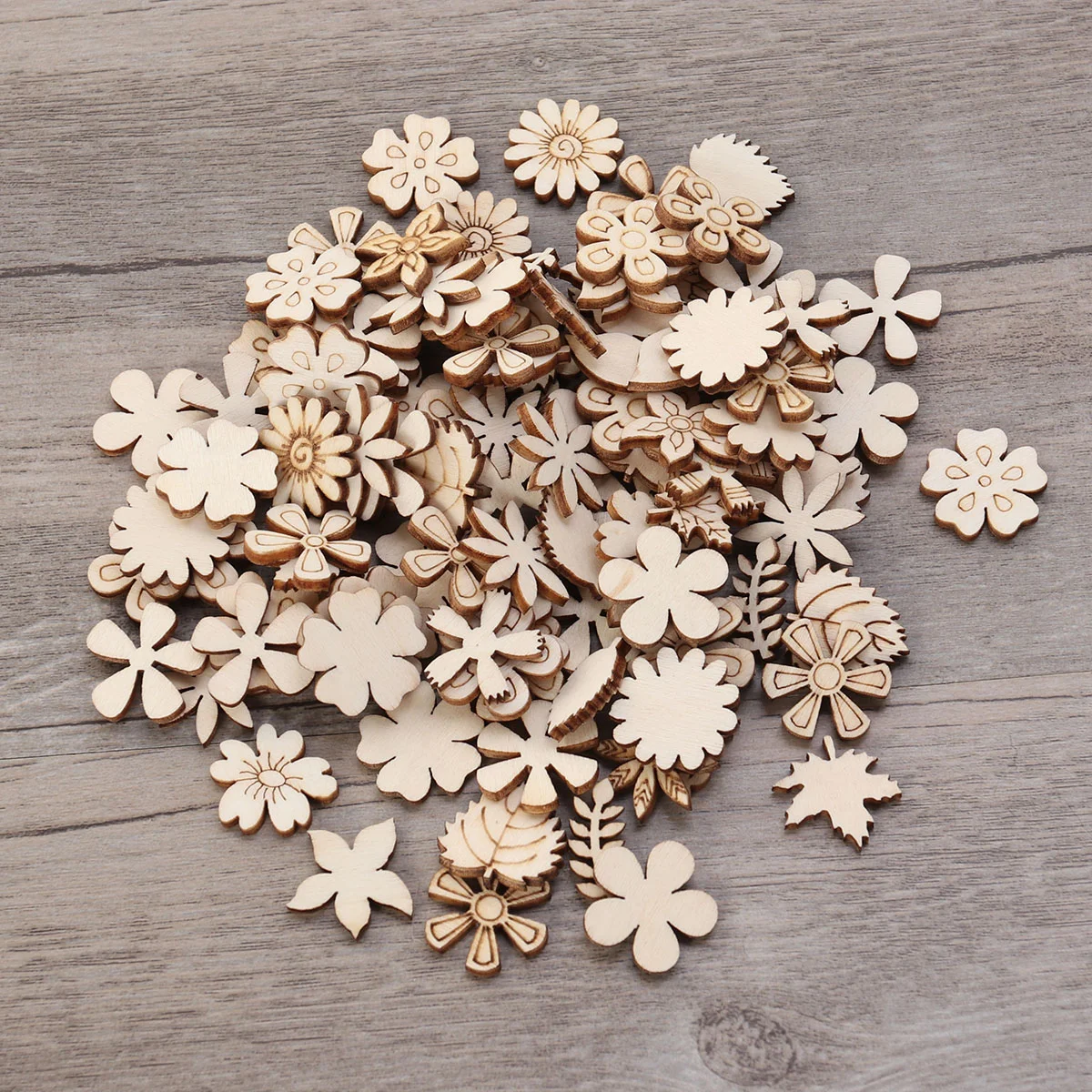 

Wood Wooden Flower Craft Shapes Cutouts Discs Cutout Slices Unfinished Crafts Pieces Embellishments Gift Leaf Tag Tags Pattern