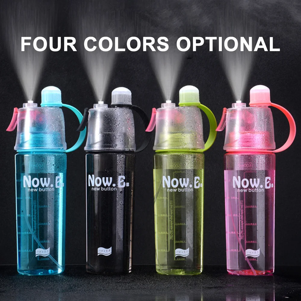 

New 400/600Ml 4 Color Solid Plastic Spray Cool Summer Sport Water Bottle Portable Climbing Outdoor Bike Shaker Bottles