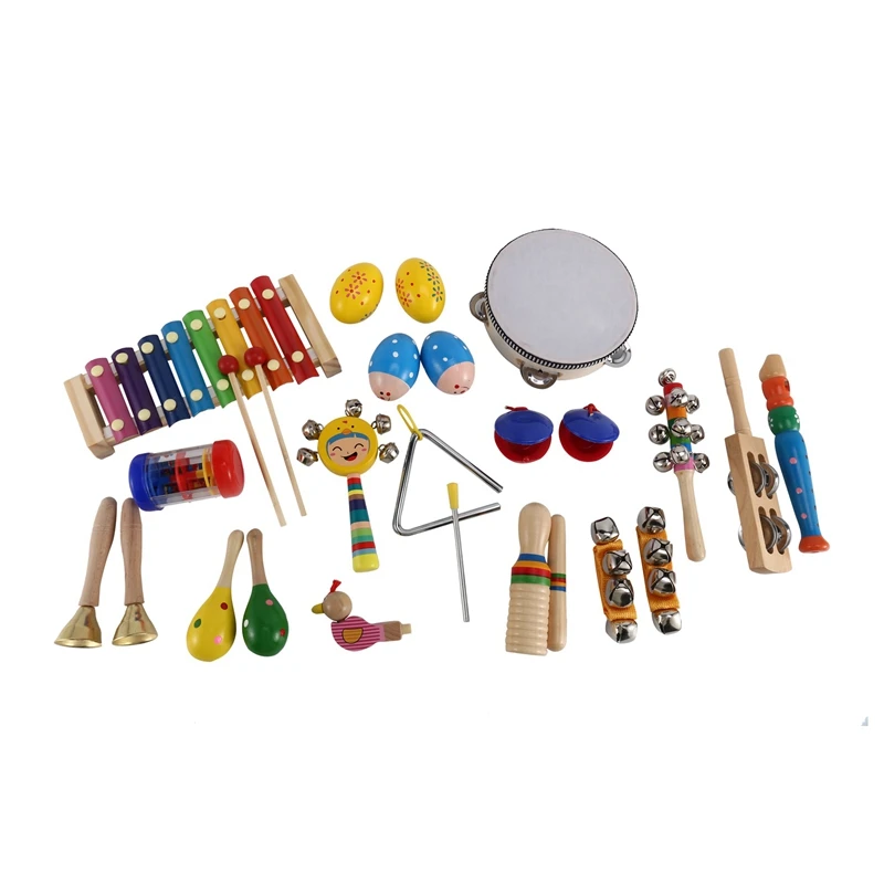 

Kids Musical Instruments, 15 Types 23Pcs Wood Percussion Xylophone Toys For Boys And Girls Preschool Education With Storage Back