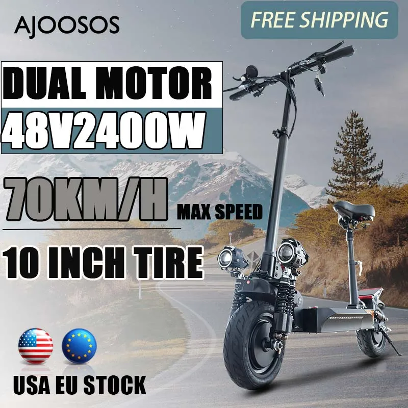 

Electric Scooter X500 Dual Motor 2400W 48V Powerful Scooter Elecric 10 Inch Max Speed 70km/h Electric Scooters Adults with Seat