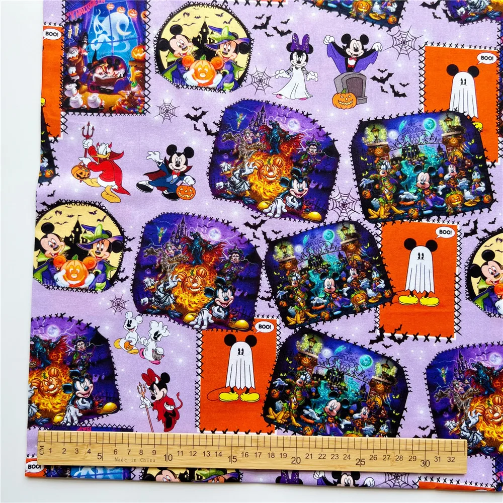 Распродажа хлопковая ткань из мультфильма Disney на Хэллоуин Микки Минни Стич пух