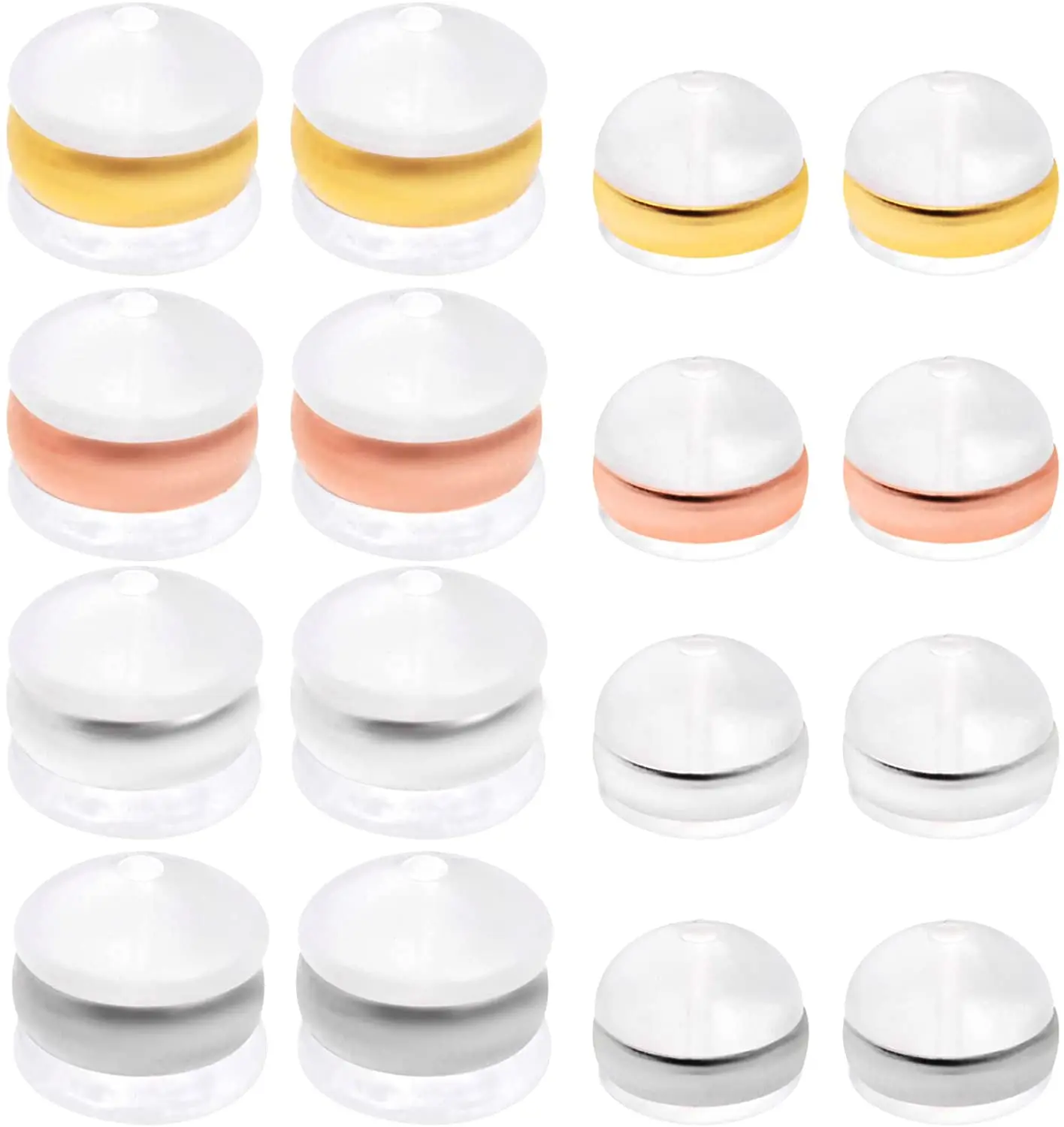 

16pcs 4 Colors Silicone Hamburger Shaped Earring Safety Backs Stainless Steel Circle Secure Locking Earring Stopper Replacements