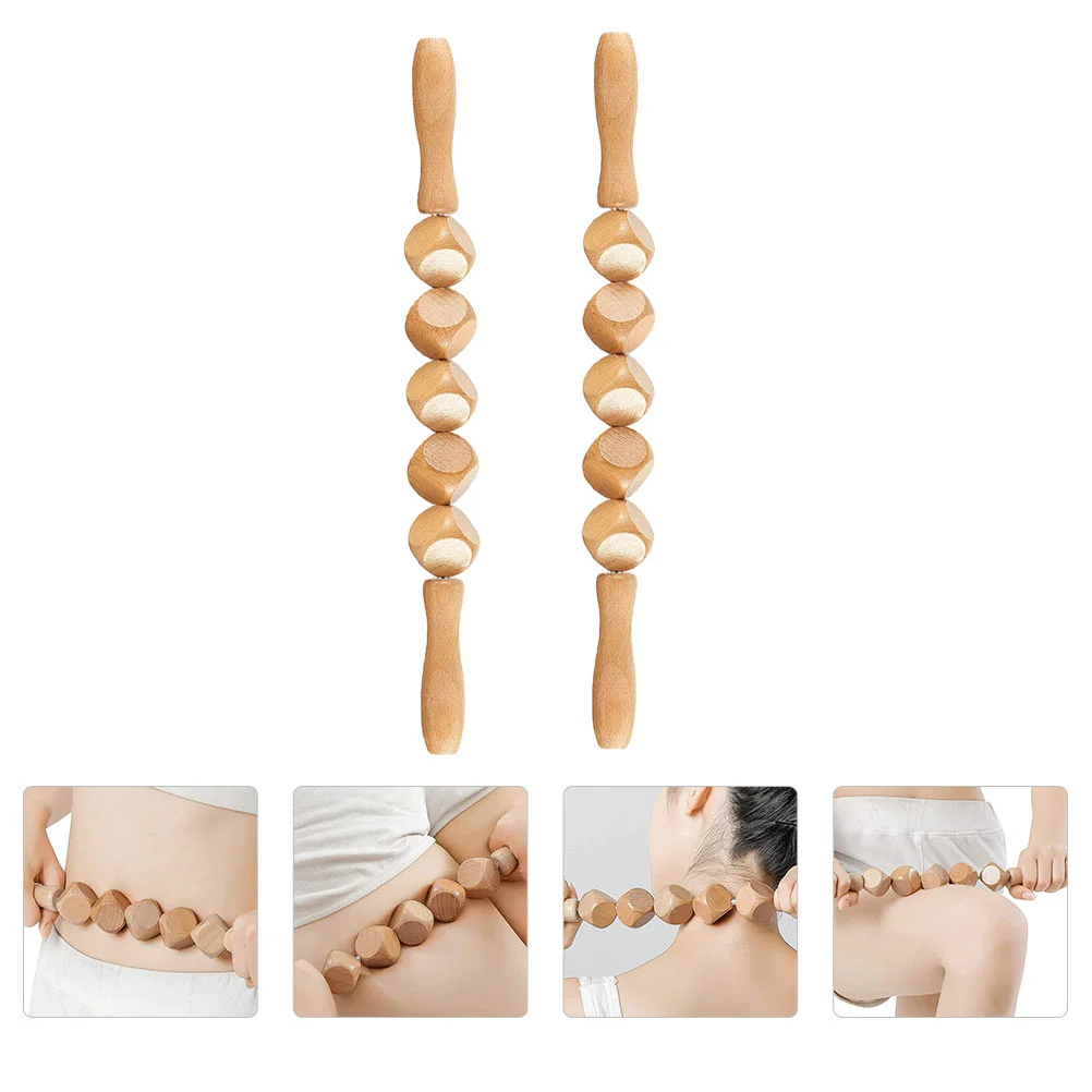 

2Pcs Wooden Back Rollers Belly Massagers Abdominal Sticks Tools (Light Brown)