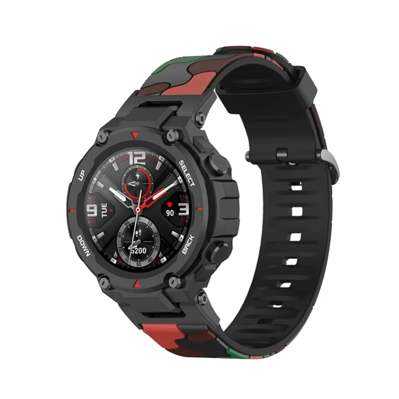 Camouflage Silicone Straps For Amazfit T-Rex 2 Smart Watch Band Metal Connector Sport Belt For Xiaomi Huami Amazfit T REX Pro