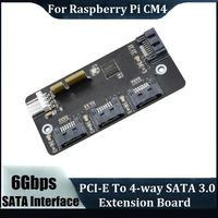 for raspberry pi cm4 extension board pci e to 4 way sata3 0 extension board 6gbps high speed sata interface supports cm4
