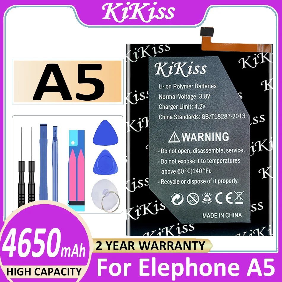 

Original KiKiss Battery 4650mAh Replacement Battery For Elephone A5 Smart Phone Batterij