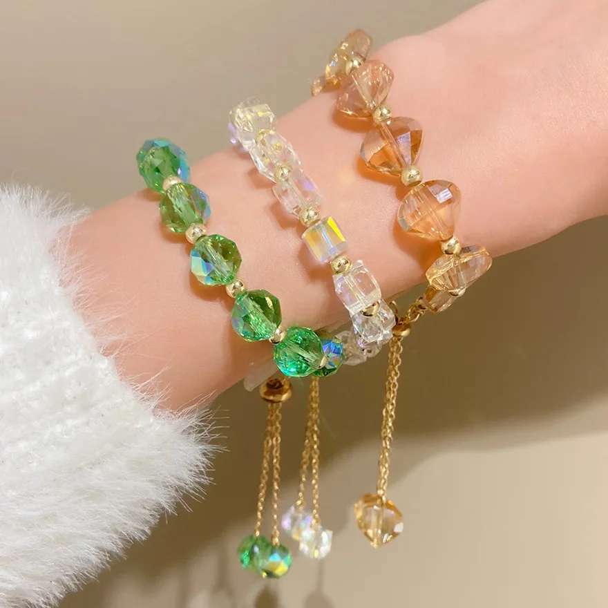 

Fashion Transparent Crystal Bracelet INS Style Design Student Fashion Beaded Bracelet