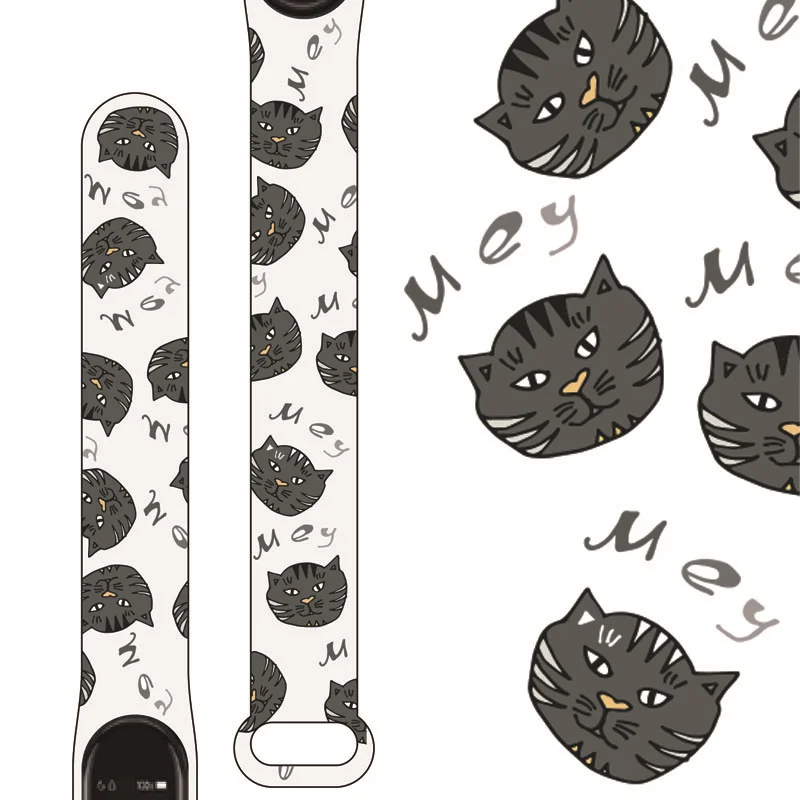 For Mi Band 7 6 5 4 3 Strap Silicone Printing Cartoon Blet Pattern For Xiao Mi6 5 Watch Band Bracelet Smart Sports Fitness Wrist