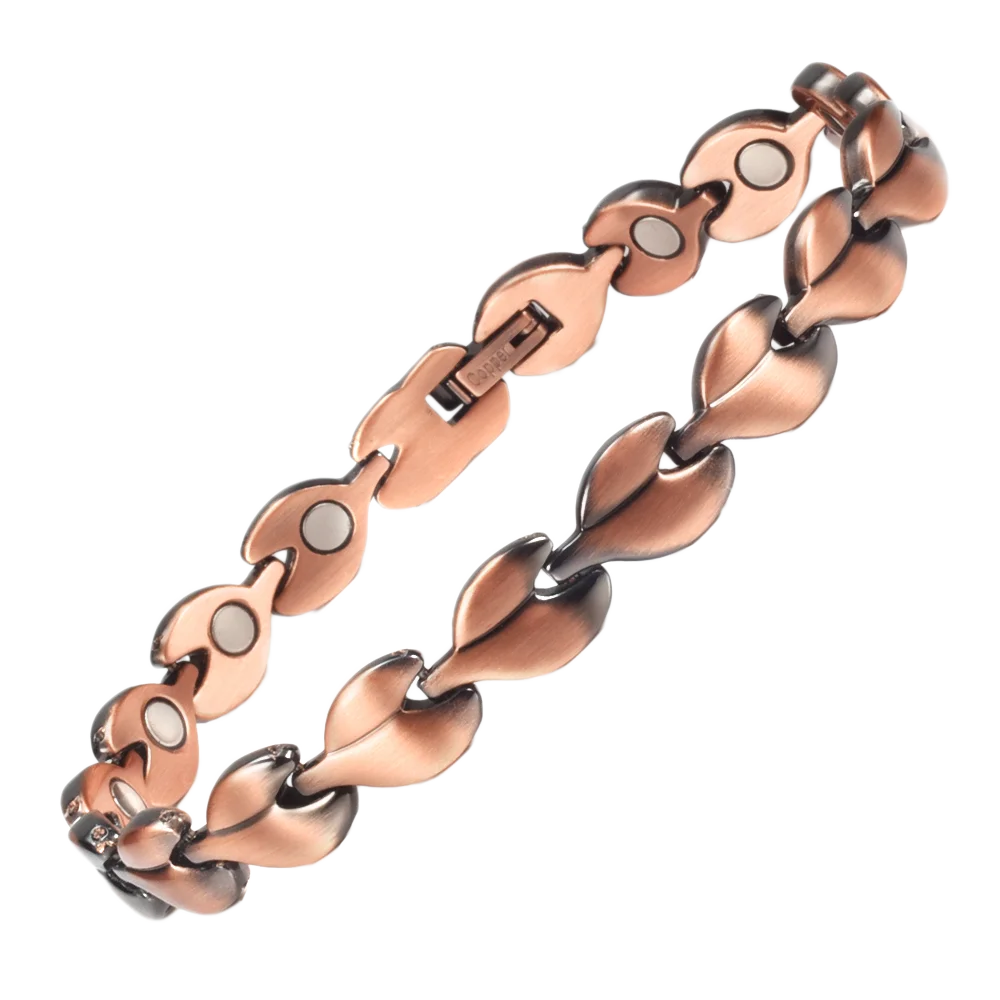 Браслеты Wollet из чистой меди для женщин медные браслеты с дизайном в виде листьев