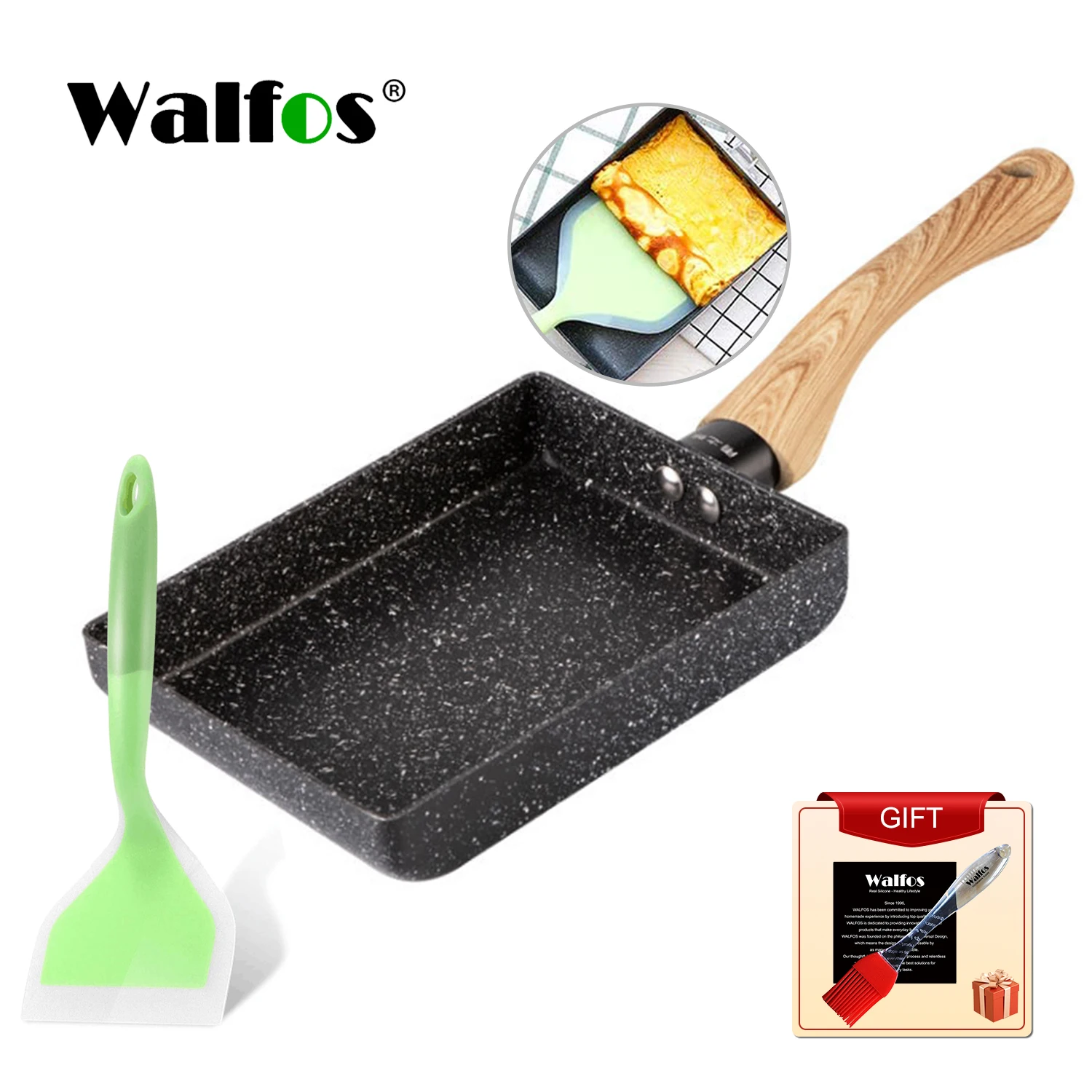 

Walfos Square Non-Stick Fried Eggs Pans Aluminium Alloy Japanese-Style Frying Pan Fried Eggs Pans Maker Breakfast Pot Mini Cook