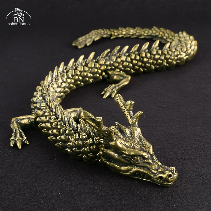 254g 3D Dragon Statue Ornament Moveable Body Joints Exhibition Hall Advanced Decoration Zodiac Animal Brass Crafts Collection images - 6