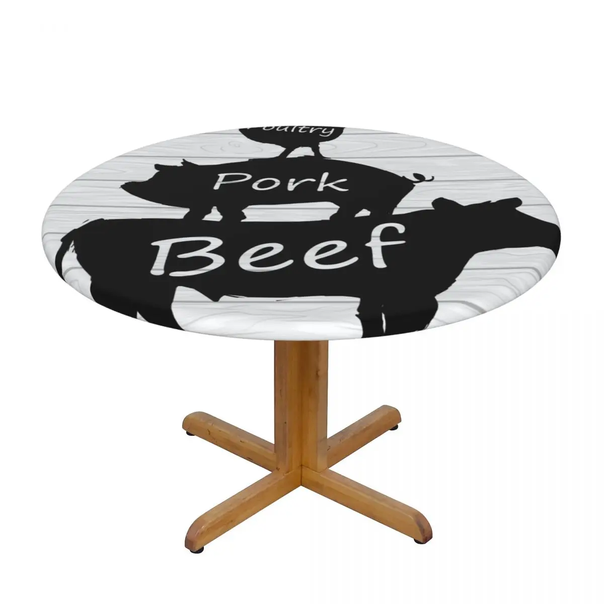 

Fitted Round Tablecloth Protector Soft Table Cover Chic Farm Cow Rooster Pig Anti-Scald Plate Kitchen Tablemat