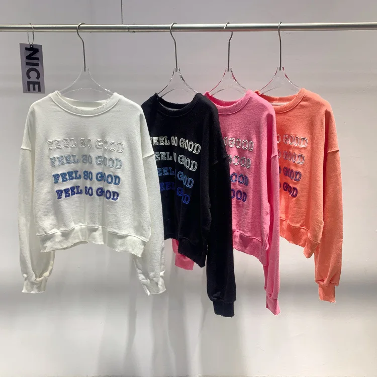 

high quality long-sleeve short hoodies Women oversized sweatshirt Fashion loose casual Streetwear women clothing embroidery