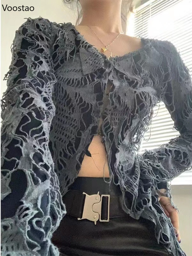 Кардидж Женский летний рваный Y2k тонкий |