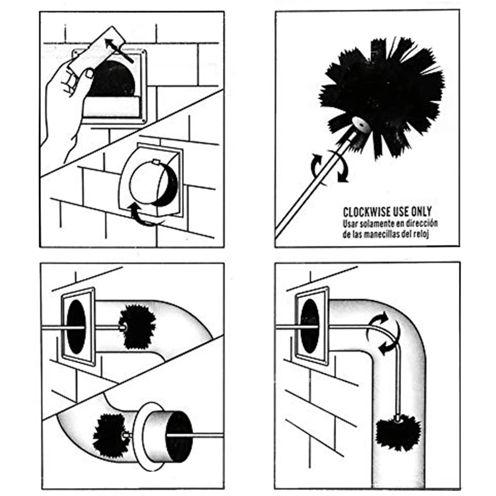 12/17pcs Chimney Brush Set Household Industrial Boiler Dryer Cleaning Tool Rotary Sweep System Fireplace Clean Kit |