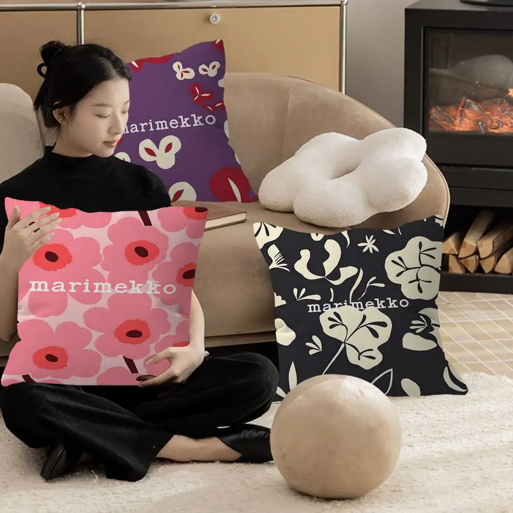 Фото Наволочка Marimekko U-Unikko с цветочным узором для диванной подушки, декоративная наволочка для дома №2