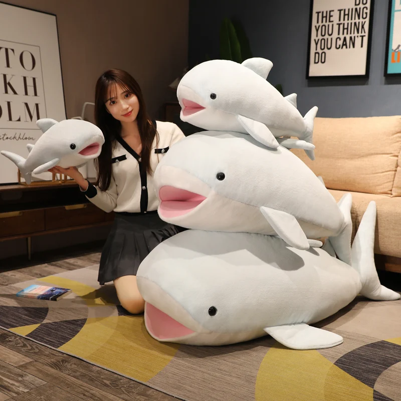 

New Arrival 50-120 CM Lovely Simulation Animal Toy Stuffed Plush Throw Pillows Sofa Cushion Gaint Open Mouth Whale Gifts for Kid