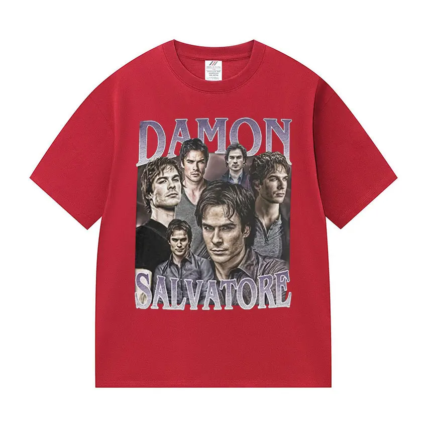 Футболки с рисунком Дэймона Сальваторе 90-х годов сериал Йен Сомерхалдер одежда в