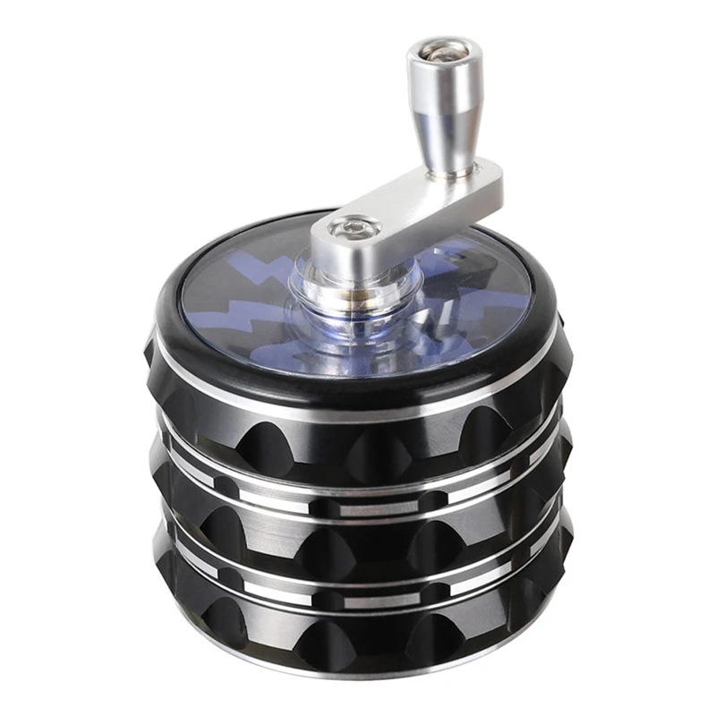 

Grinder Hand Crank Grinder 2.5Inch Grinder Aluminium Grinder with Clear Top Black Spice Grinder