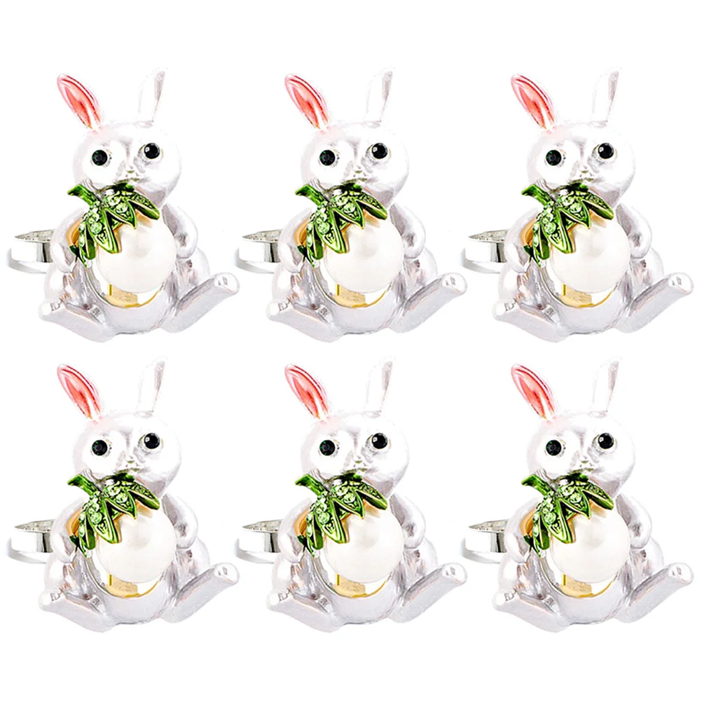 6 Pcs Serviette Holder Bunny Decor Dining Table Settings Bunny Ring Rabbit Napkin Rings Delicate Metal Napkin Rings