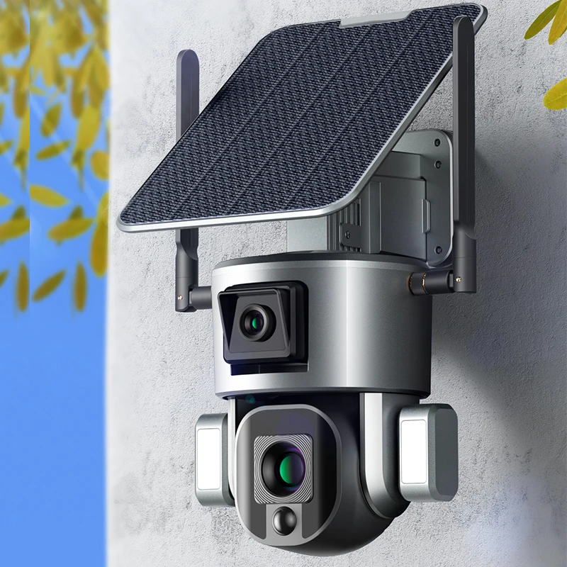 

New Solar Camera 4K HD Dual Scrceen Preview 10X Optical Zoom Night Vision Two-way Voice with 5W Solar Panel WIFI/4G Solar Camera