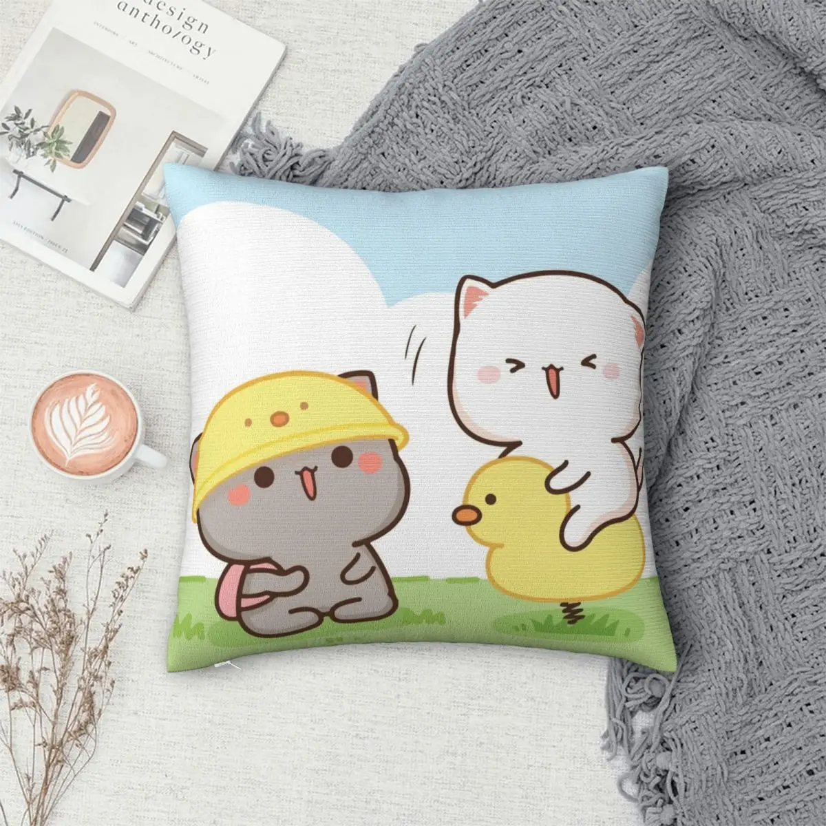 Квадратная наволочка Peach And Goma Mochi для игровой площадки полиэстер лен бархат
