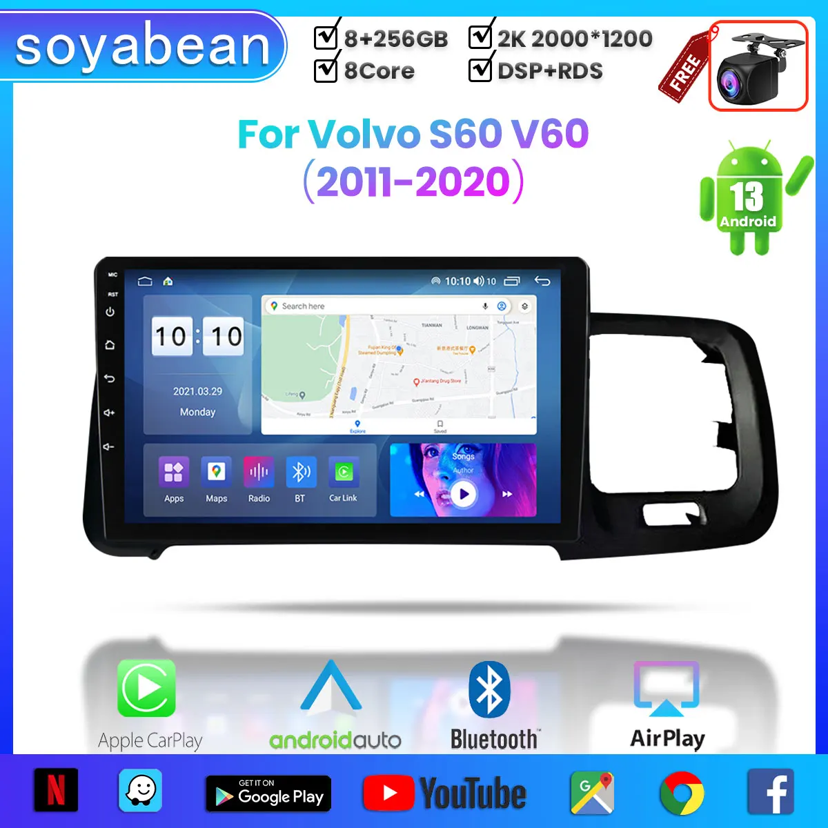 

Android 13 Car Radio for Volvo S60 V60 2011-2020, 9inch 2K Multimedia Player with 4G Carplay DSP & 2Din GPS Navigation.