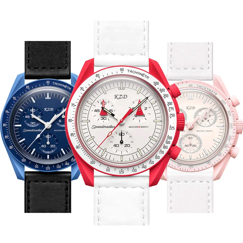 

Top Original Watch Brand Men Ladies Watches Multifunction Plastic Case Moonwatch Business Chronograph Explore Planet AAA Clocks