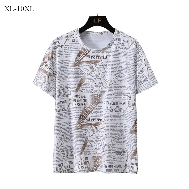 Футболки 9XL 10XL Мужские футболки большого размера с белым узором Футболка 6XL 7XL 8XL