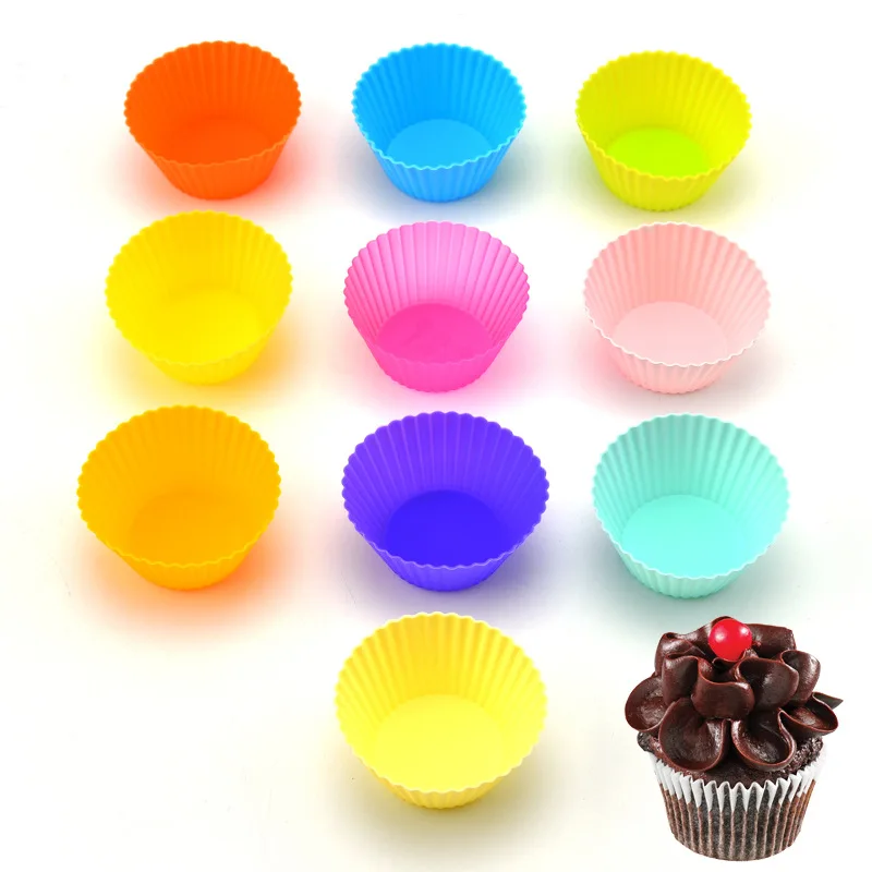 

DIY by Random Color New 12 pcs Silicone Cake Cupcake Cup Cake Tool Bakeware Baking Silicone Mold Cupcake and Muffin Cupcake for