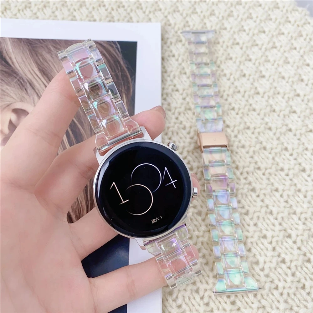 

22mm 20mm Dazzling Transparent Band for Samsung Galaxy Watch 3 4 40/44m 41/45mm Slim Plastic Strap for Amazfit Huawei GT2 Correa