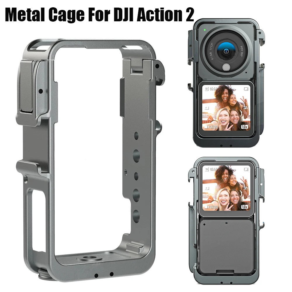 

Metal Cage For DJI Action 2 Protection Frame With Hot Shoe Interface for DJI Action 2 Rabbit Cage Border Camera Accessories